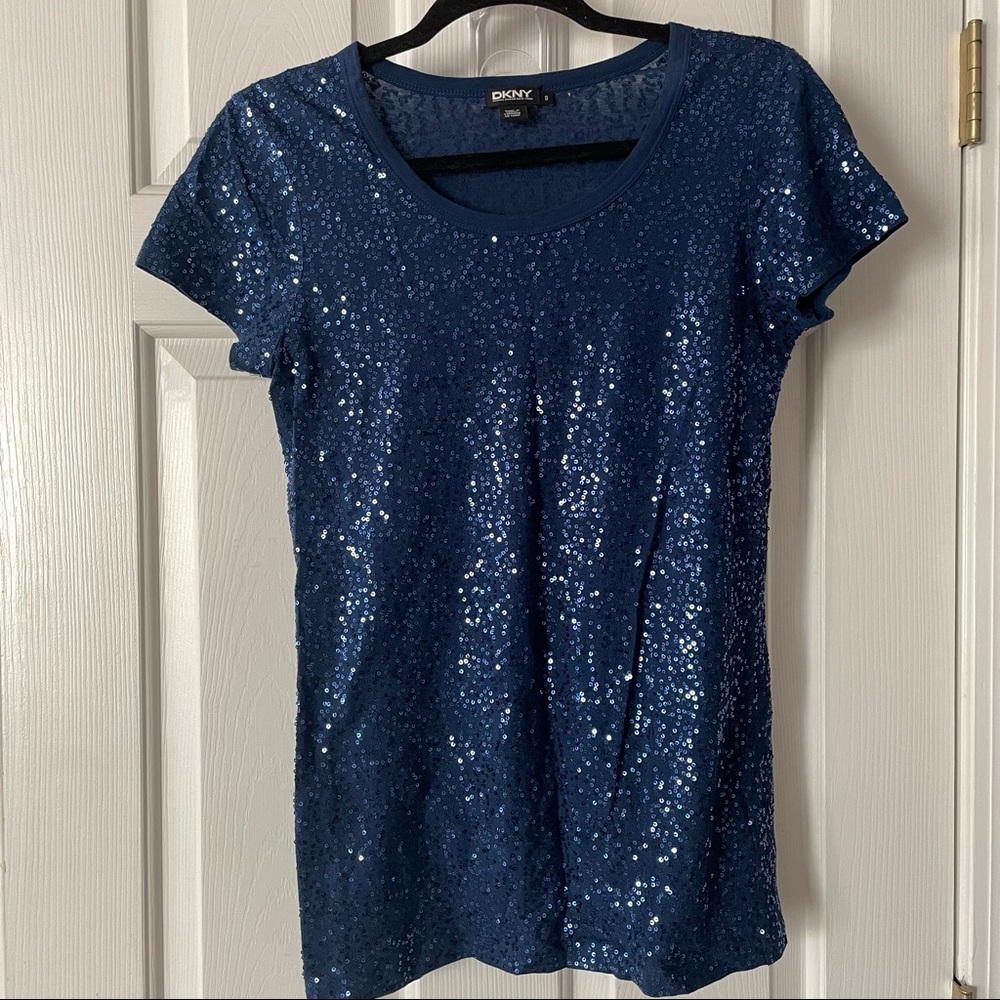 DKNY royal blue sequined tshirt